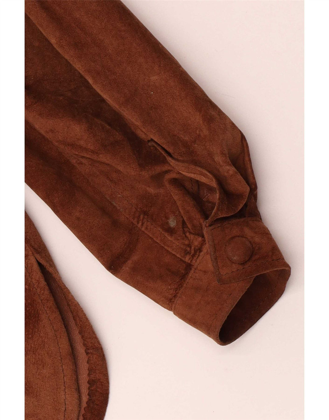 Camicia da donna vintage in pelle scamosciata con sovraccoperta UK 12 Marrone medio