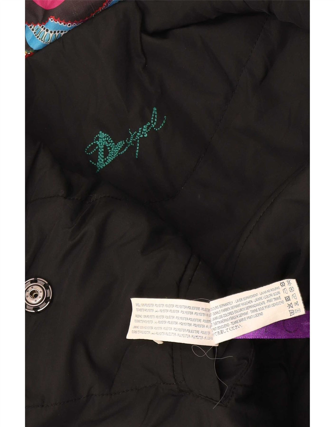Desigual polstret jakke til kvinder UK 10 Lille flerfarvet geometrisk polyester