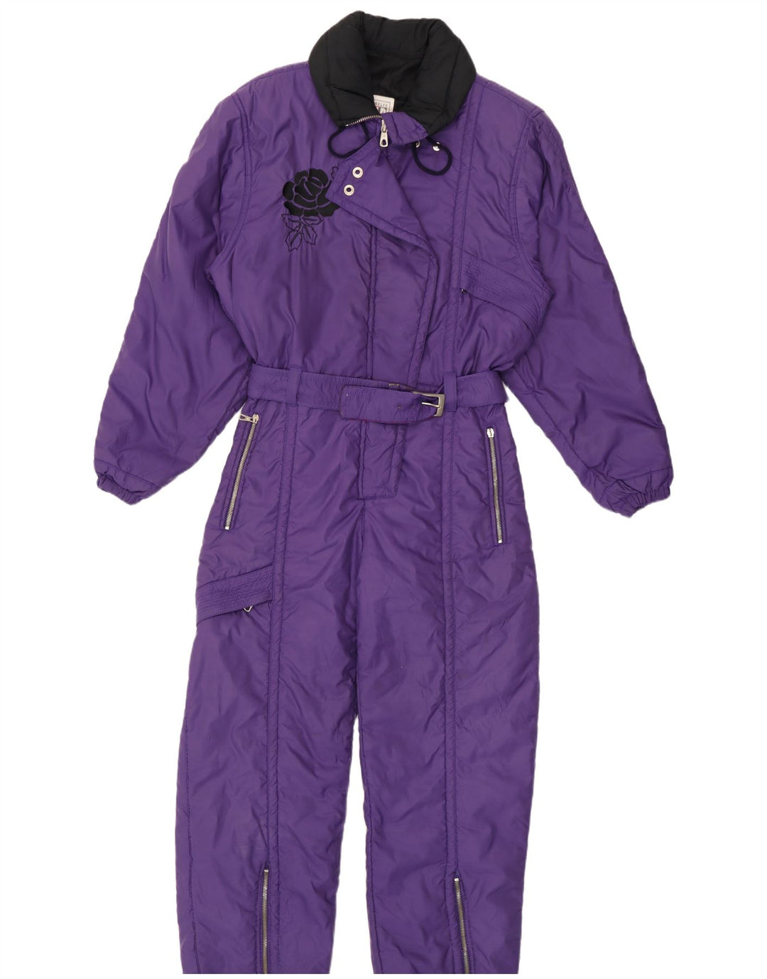 Belfe Womens Ski Jumpsuit IT 46 Large Purple Nylon Flower
