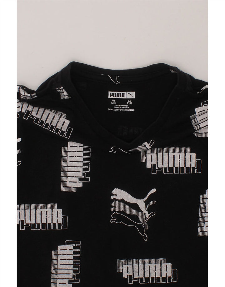 PUMA Boys Graphic T-Shirt Top 7-8 Years Small Black Vintage Puma and Second-Hand Puma from Messina Hembry 