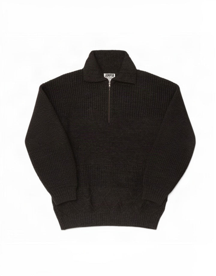 Vintage Mens Polo Neck Jumper Sweater Medium Grey Wool