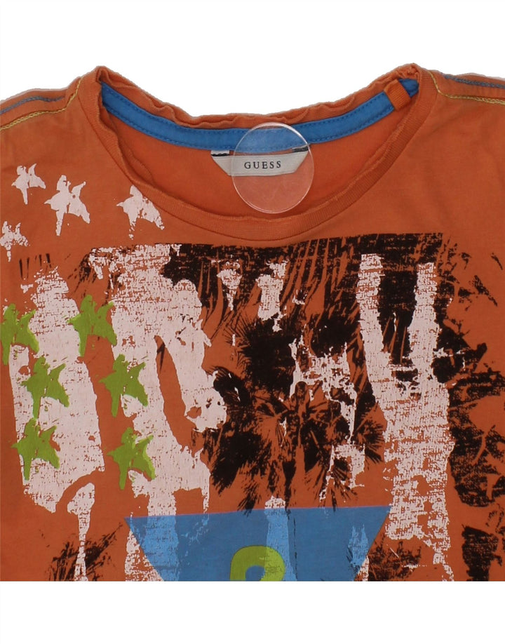 GUESS Boys Graphic T-Shirt Top 7-8 Years Orange Vintage Guess and Second-Hand Guess from Messina Hembry 