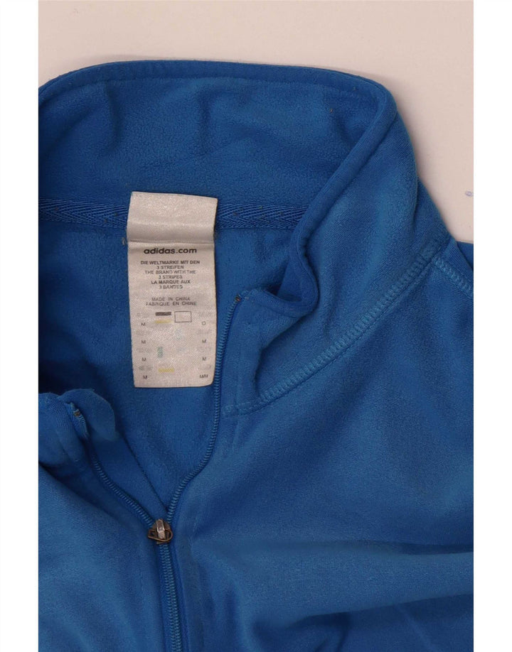 Adidas Womens Loose Fit Zip Neck Top Long Sleeve Medium Blue Polyester