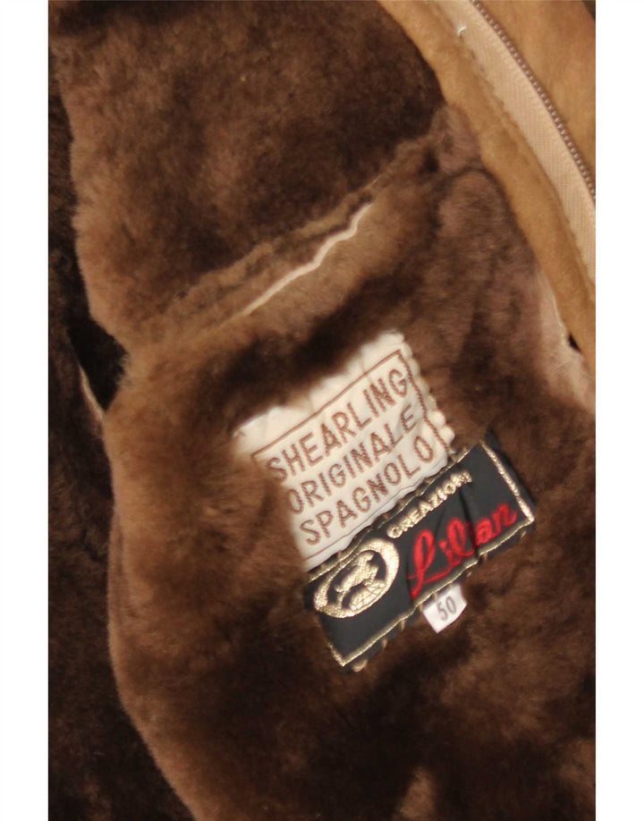 Jachetă vintage pentru bărbați din shearling IT 50 Large Brown