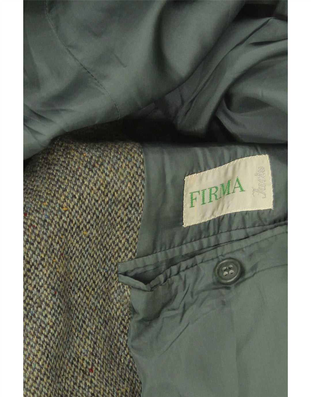 Facis Mens 2 Button Blazer Jacket IT 58 4XL Green Flecked Virgin Wool