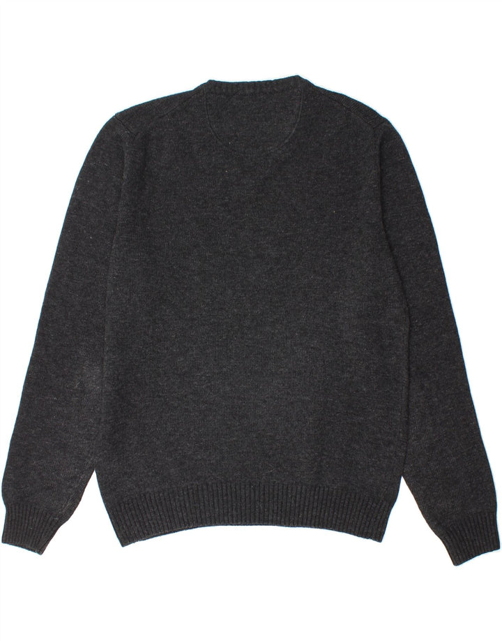 TRUSSARDI JEANS Mens V-Neck Jumper Sweater Large Grey Wool Vintage Trussardi Jeans and Second-Hand Trussardi Jeans from Messina Hembry 
