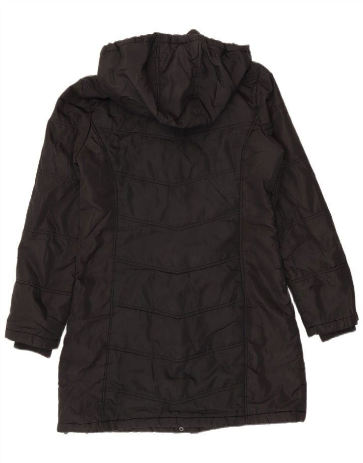 Kappa Womens Hooded Wattierter Mantel UK 14 Medium Schwarz