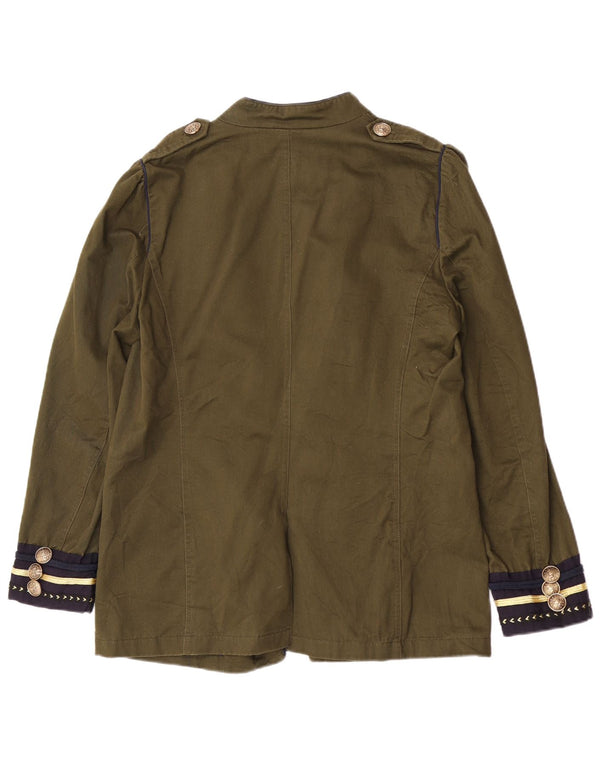 Zara Womens Open Military Jacket UK 14 Large Green