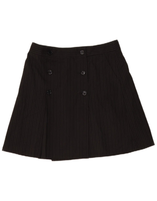Iceberg Womens Wrap Skirt IT 42 Medium W32 Black Pinstripe Polyester