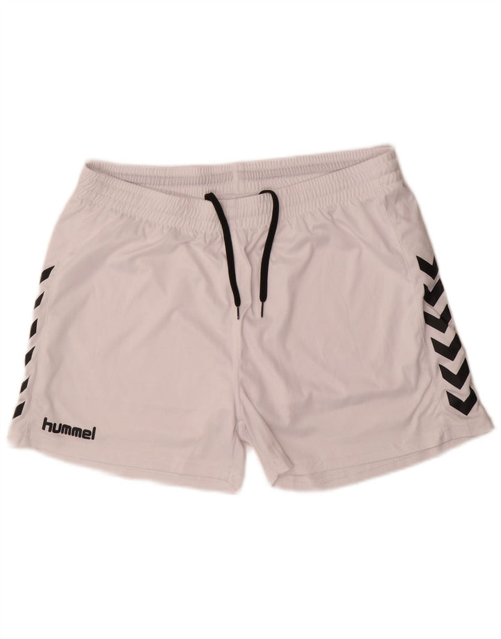Hummel Mens Graphic Sport Shorts Large  White Polyester