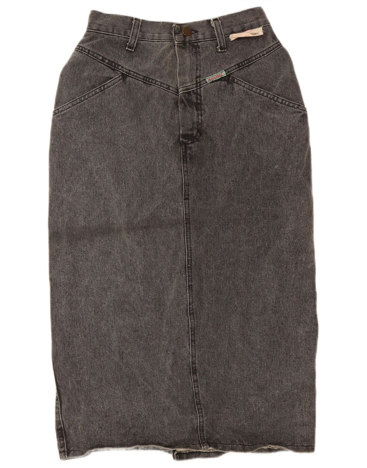 VINTAGE Womens Denim Skirt W26 Small Grey Cotton