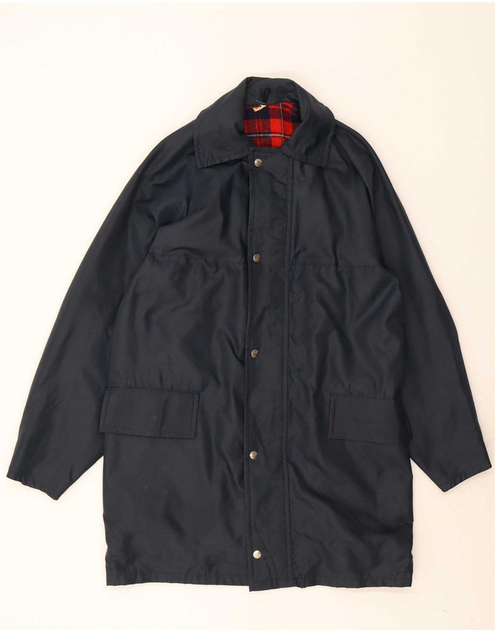 VINTAGE Mens Windbreaker Jacket UK 36 Small Navy Blue Nylon