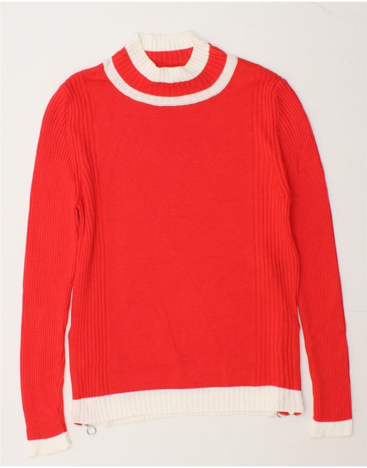 MARKS & SPENCER Womens Turtle Neck Jumper Sweater UK 10 Small Red Viscose Vintage Marks & Spencer and Second-Hand Marks & Spencer from Messina Hembry 