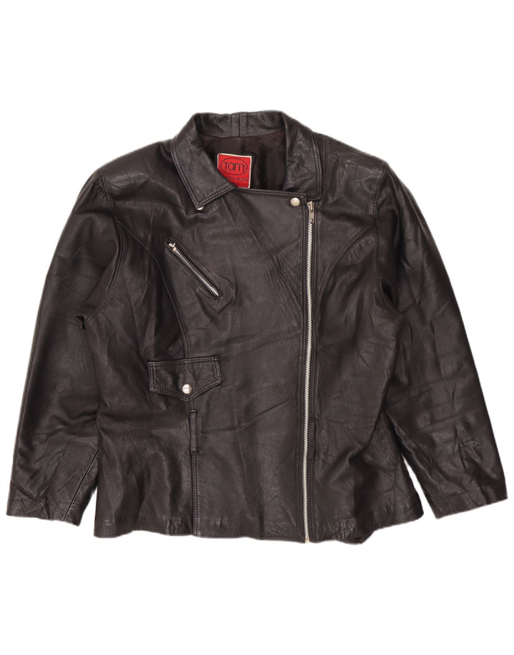Vintage Damen Leder Bikerjacke UK 14 Medium Schwarz