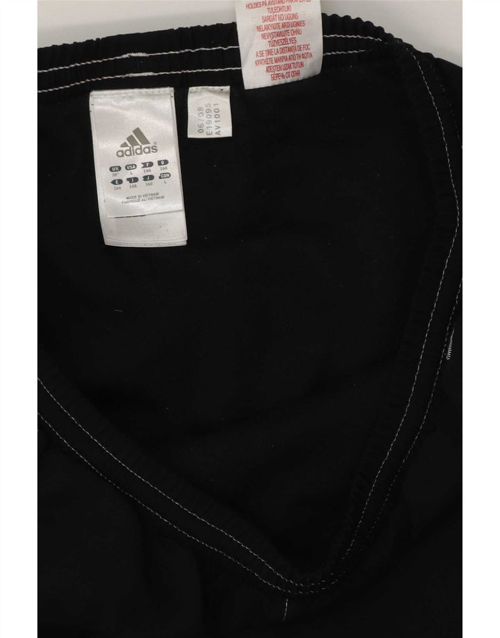 Adidas Boys Graphic Tracksuit Trousers 13-14 Years Black Polyester
