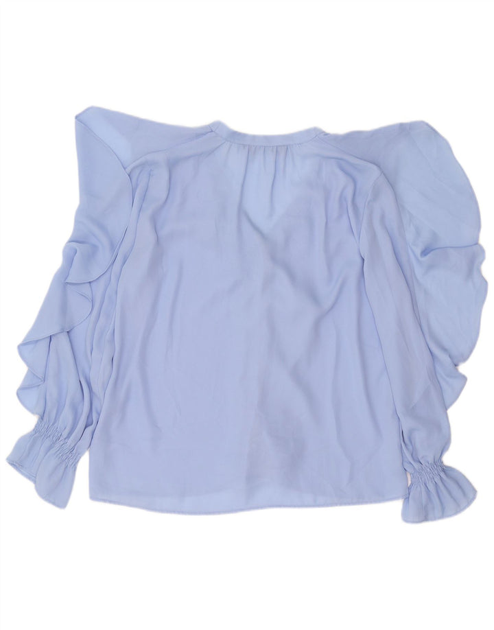 ZARA Damen Hemdbluse mit Rüschen vorne, UK 14, Mittelblau