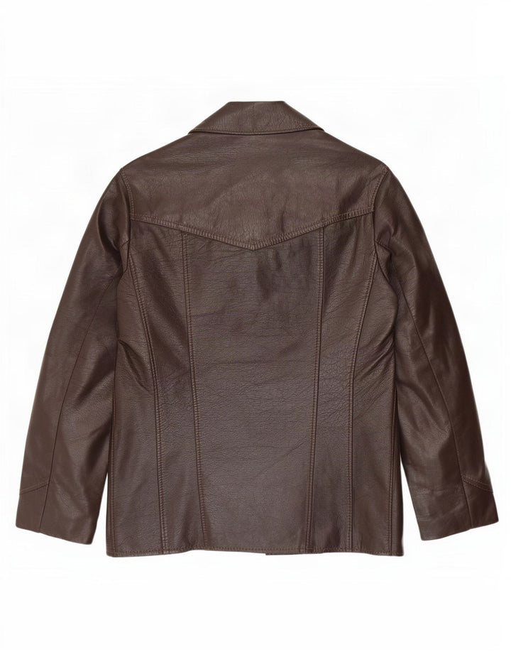 veste en cuir homme vintage UK 36 Petit Marron