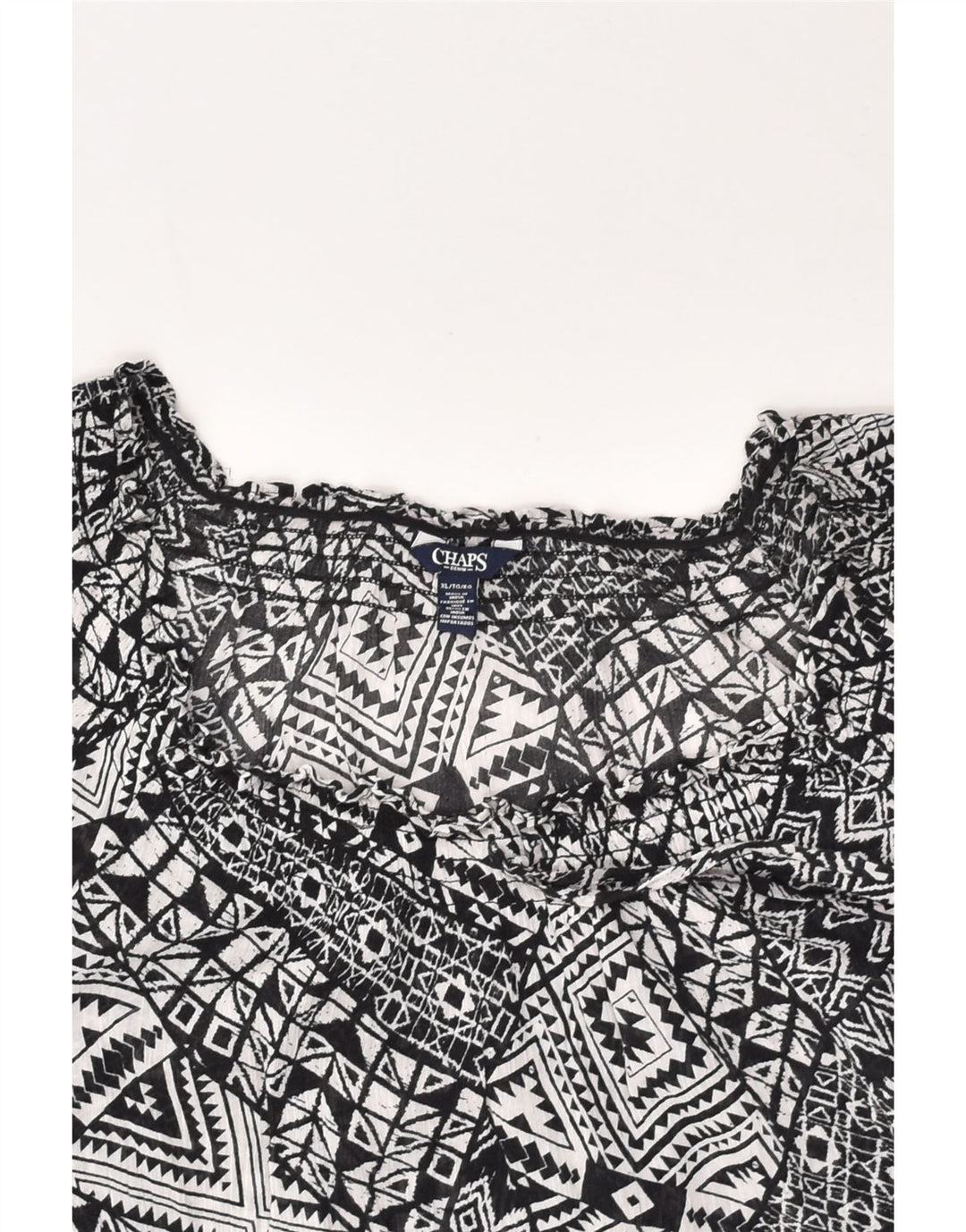 CHAPS Womens Blouse Top UK 18 XL Grey Geometric Cotton | Vintage Chaps | Thrift | Second-Hand Chaps | Used Clothing | Messina Hembry 