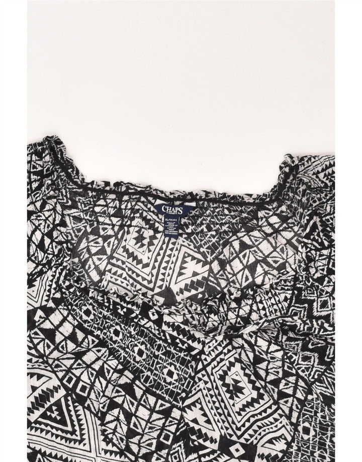 CHAPS Womens Blouse Top UK 18 XL Grey Geometric Cotton | Vintage Chaps | Thrift | Second-Hand Chaps | Used Clothing | Messina Hembry 