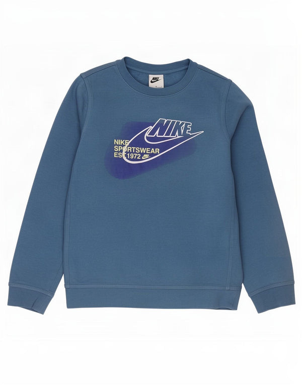 Γραφικό φούτερ Nike Boys Jumper 10-11 ετών μεσαίο μπλε βαμβακερό