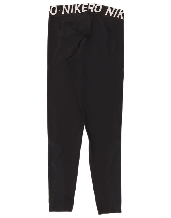 Nike Womens Dri Fit Graphic Leggings UK 14 Large Black Colourblock