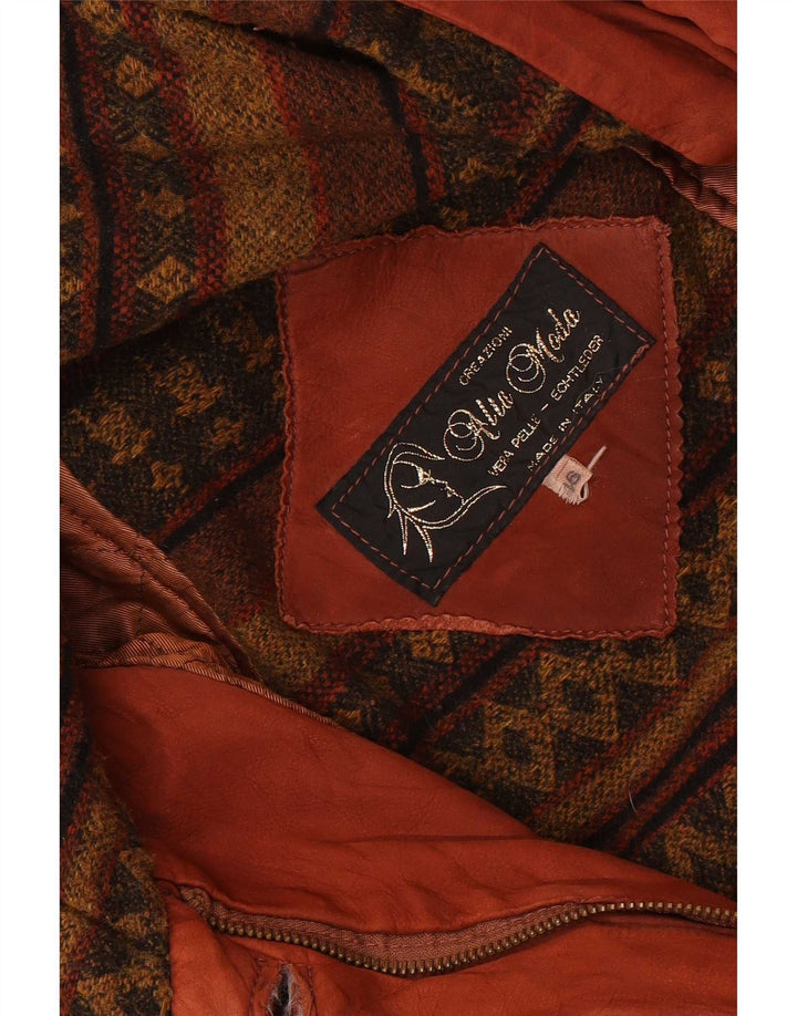 Alta Moda Manteau en cuir surdimensionné à capuche pour femme IT 46 Large Marron