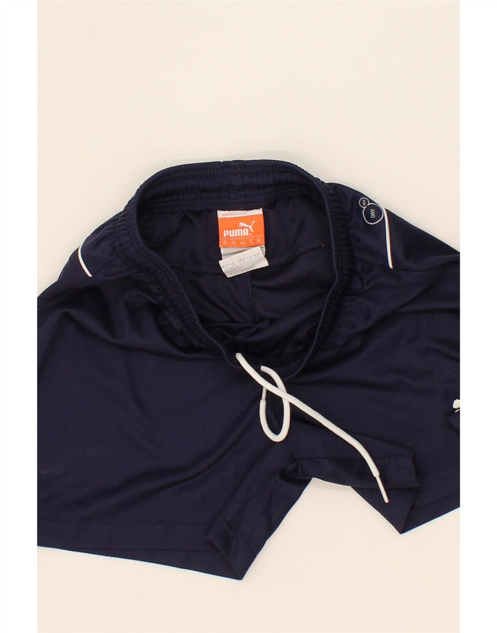 PUMA Boys Sport Shorts 7-8 Years XS Navy Blue Polyester Vintage Puma and Second-Hand Puma from Messina Hembry 