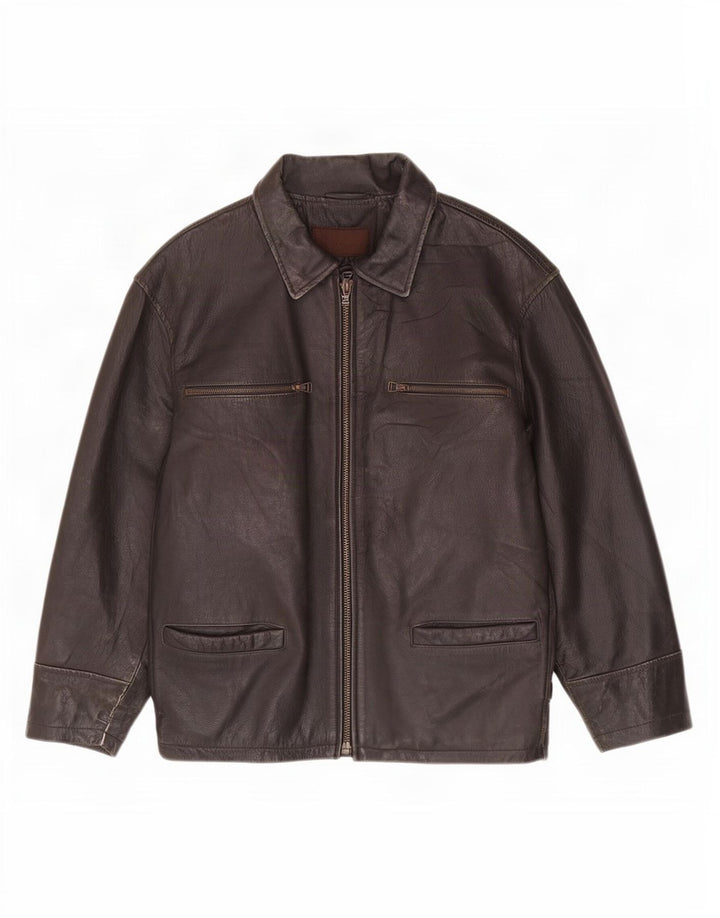 Bomb Boogie Chaqueta de cuero para hombre UK 36 Small Brown