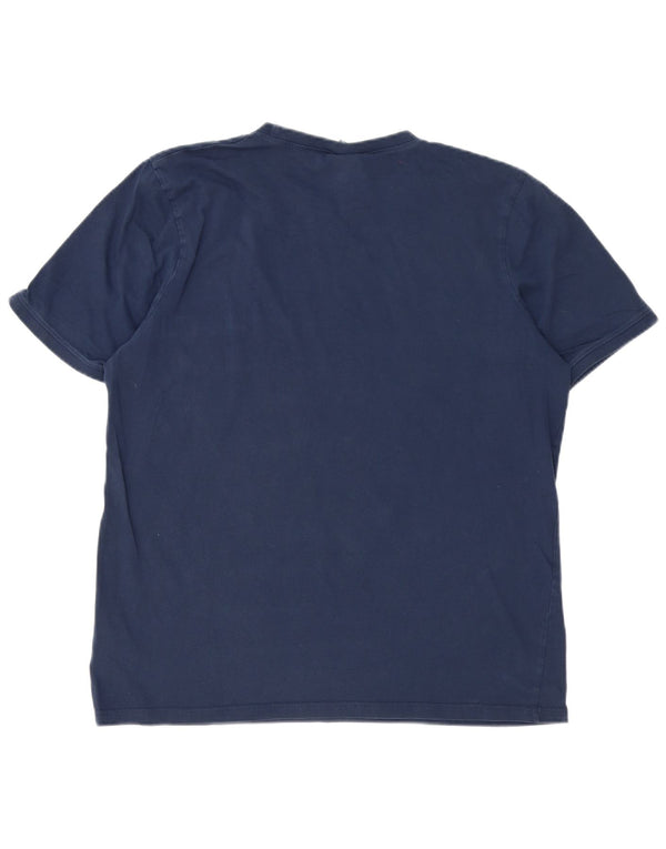 Ellesse Mens Graphic T-Shirt Top XL Navy Blue Colourblock Cotton