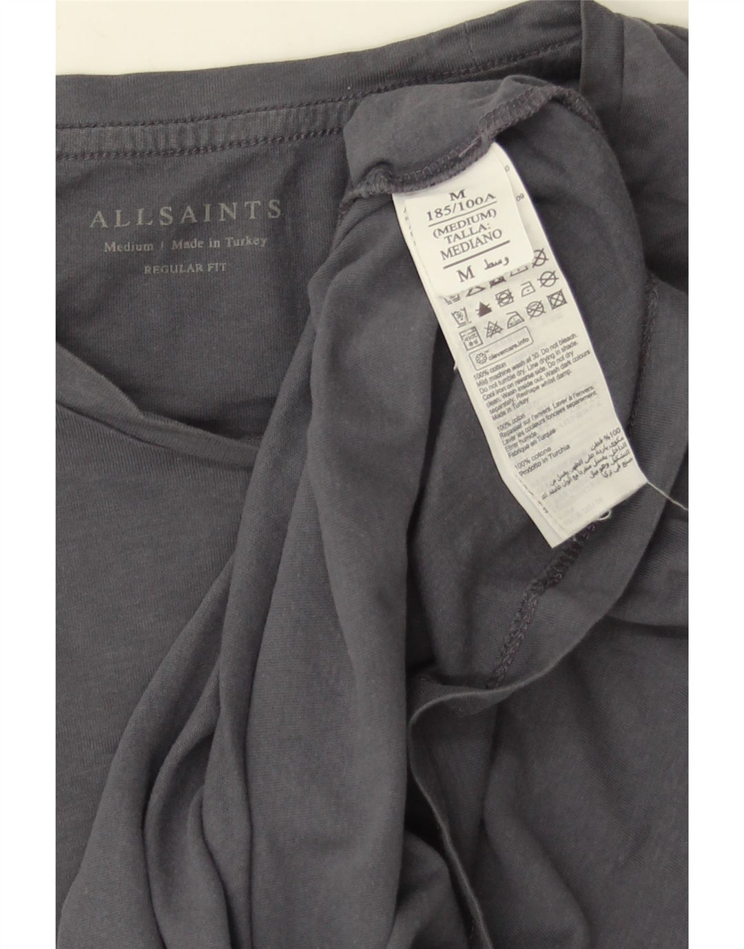 All Saints Herre Regular Fit T-Shirt Top Medium Grey Bomuld