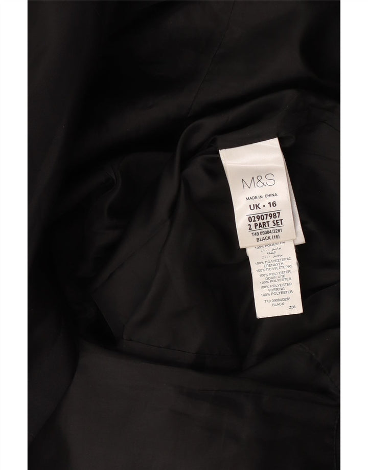 Marks & Spencer Womens Trench Coat UK 16 Large Black Polyester