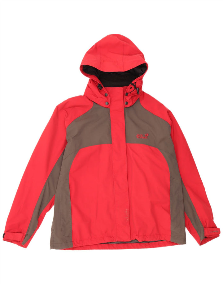 JACK WOLFSKIN Womens Oversized Rain Jacket UK 18/20 XL Red Colourblock