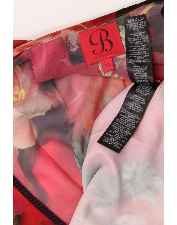 Ted Baker Damen-Blusenoberteil, UK-Größe 44, Größe L, rotes Blumenmuster, Polyester