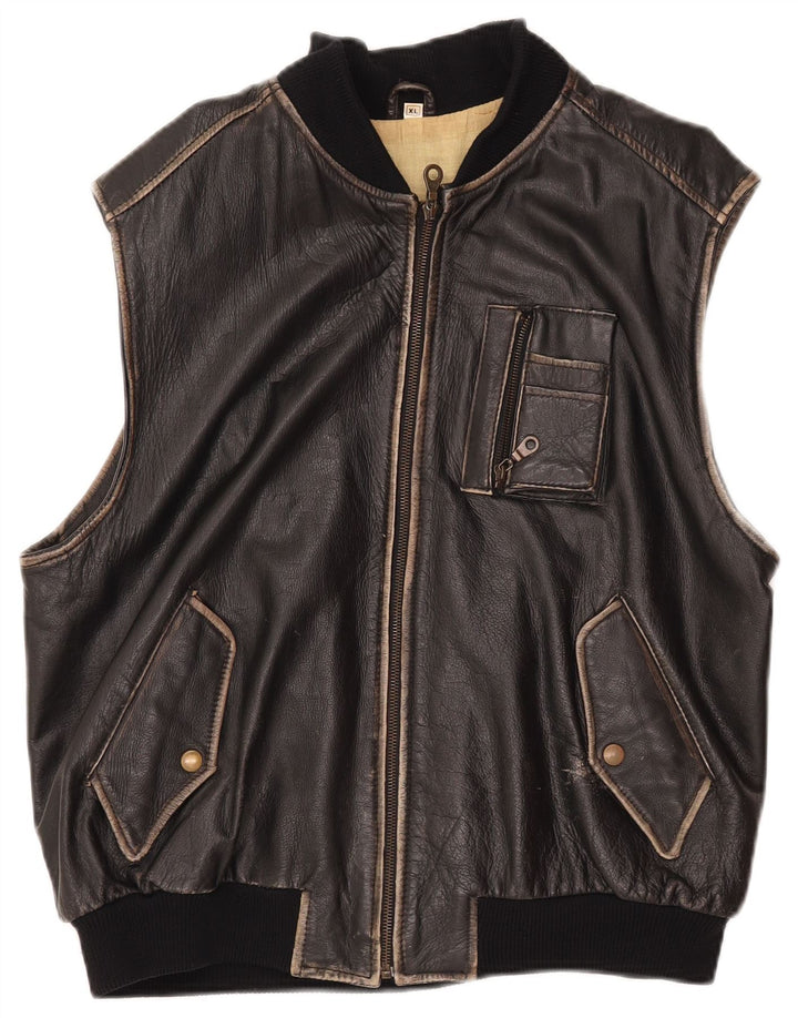 CONBIPEL Womens Leather Gilet UK 18 XL Black Leather