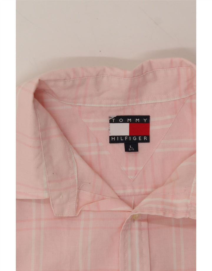 TOMMY HILFIGER Mens Shirt Large Pink Check Cotton Vintage Tommy Hilfiger and Second-Hand Tommy Hilfiger from Messina Hembry 