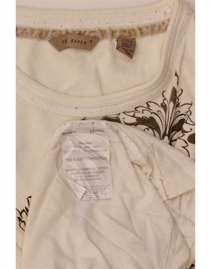 Ted Baker Mens Graphic T-Shirt Top Size 3 Medium White Cotton