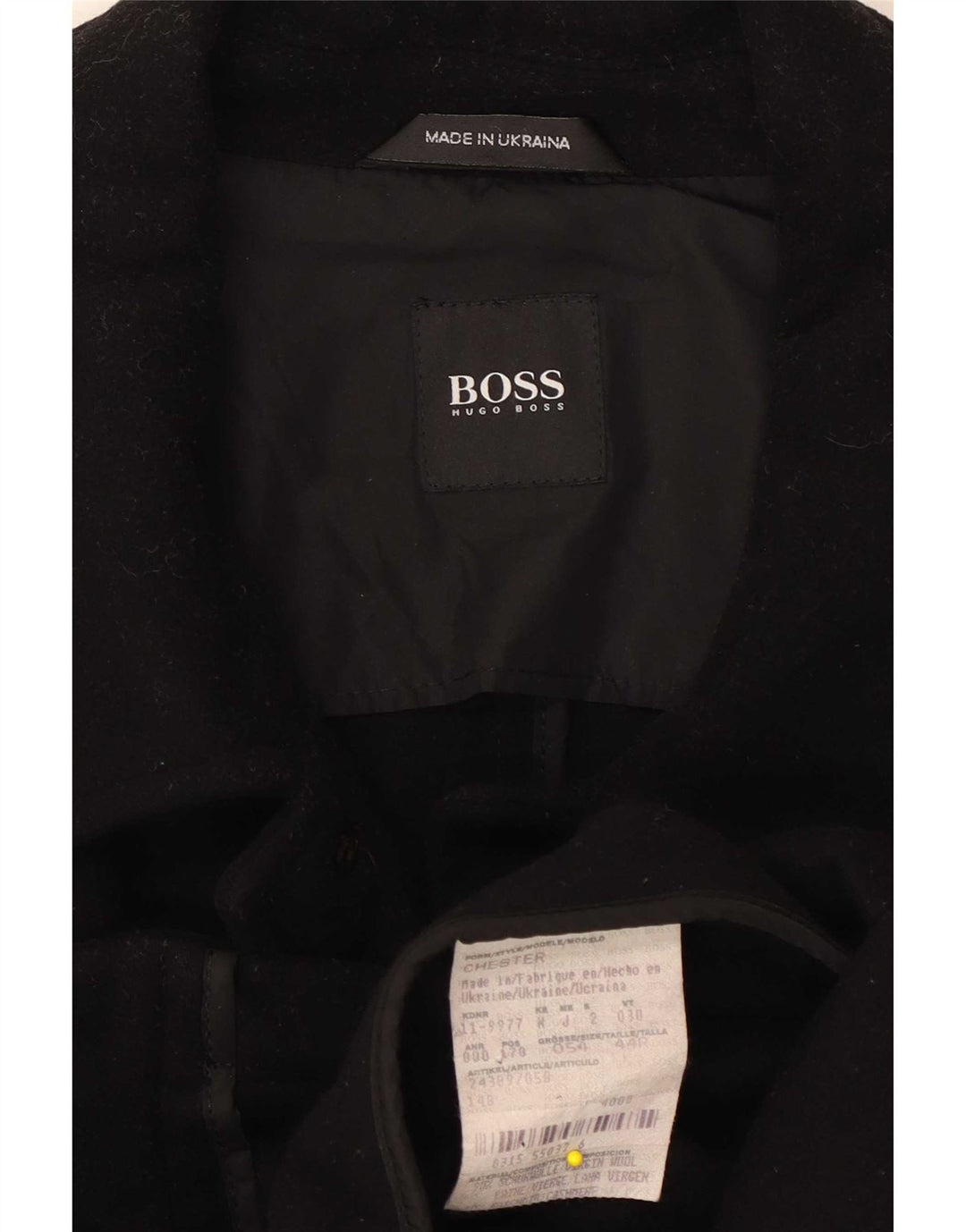 Jaqueta utilitária masculina Hugo Boss EU 54 2XL lã preta