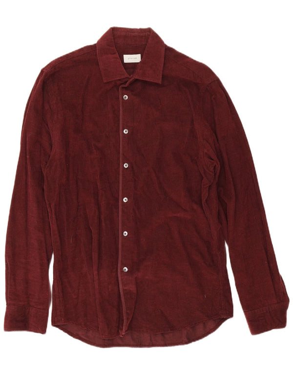 Jigsaw Mens Corduroy Shirt Medium Burgundy Cotton