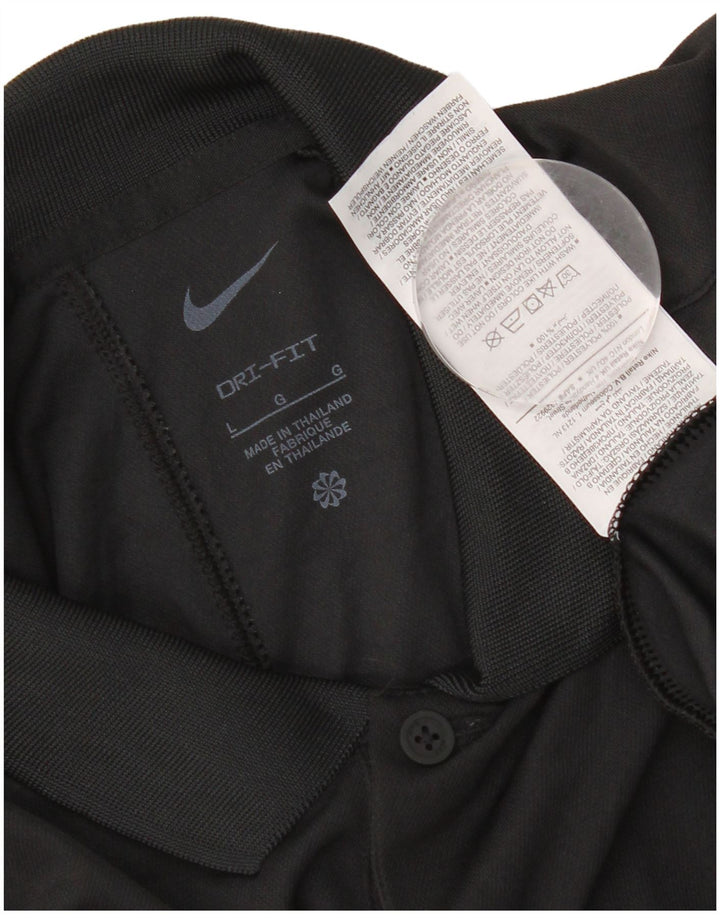 Nike Mens Dri Fit Polo Shirt Large Black Polyester