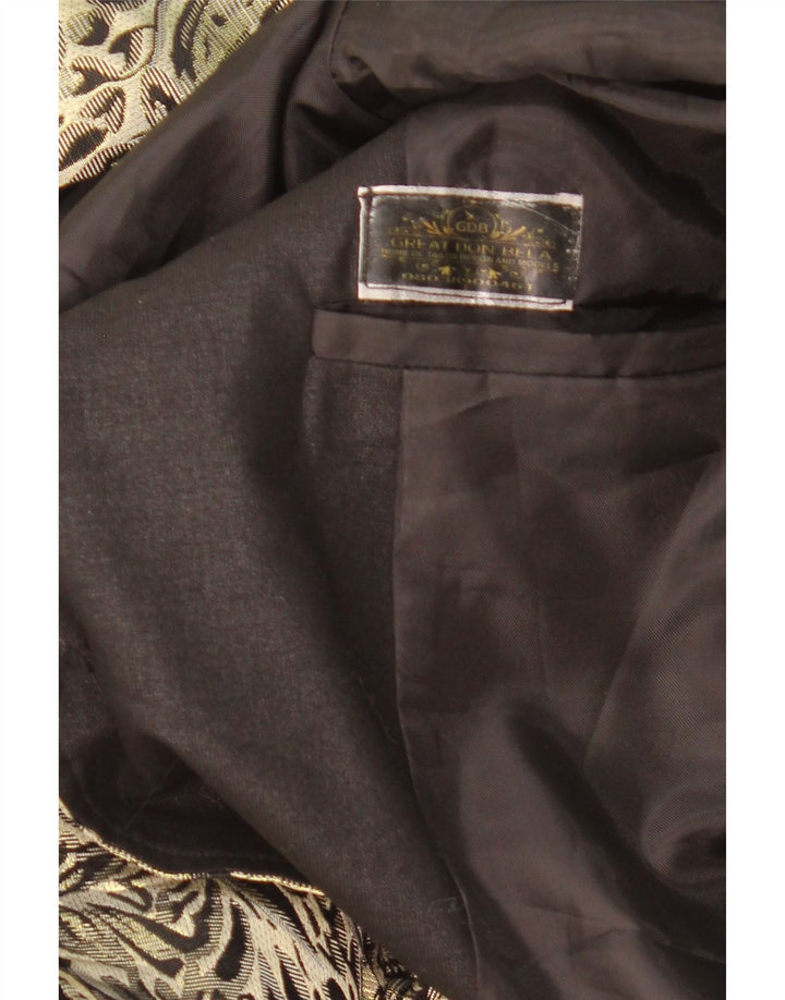 vintage Homme 1 Bouton Blazer Veste UK 38 Moyen Or Paisley