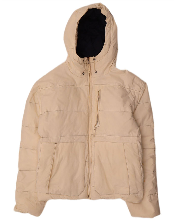 Murphy & Nye Womens Hooded Oversized Padded Jacket UK 16 Large Beige Cotton