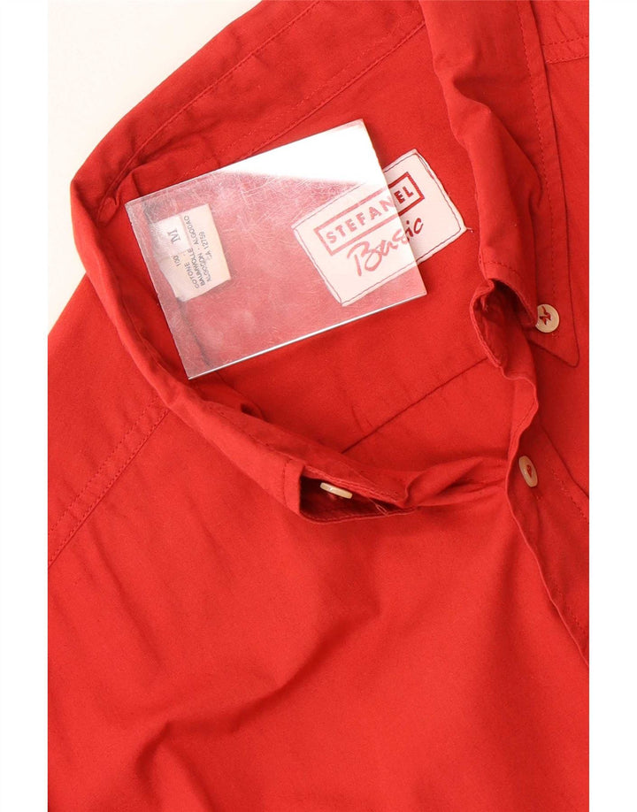 Stefanel Mens Short Sleeve Shirt Medium Red Cotton