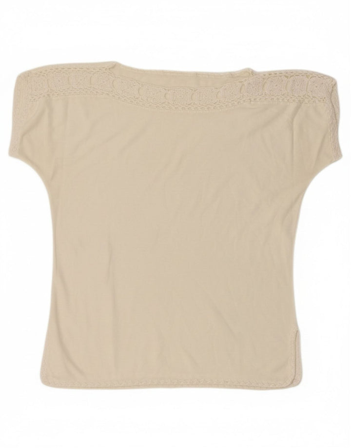 VINTAGE Womens Blouse Top UK 14 Medium Off White