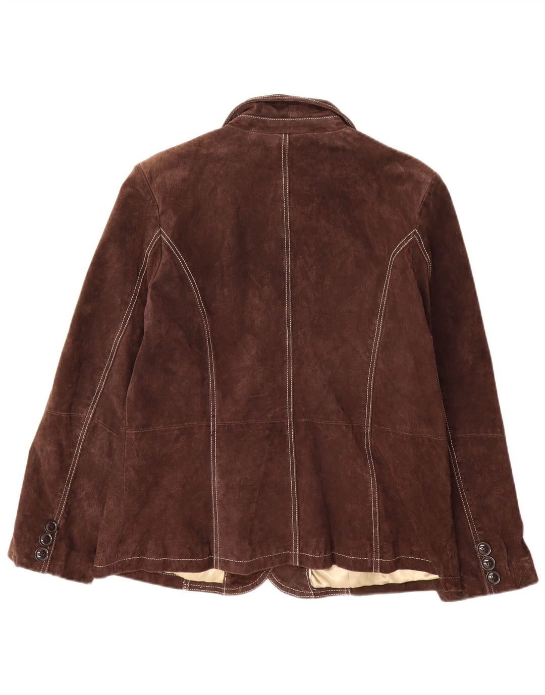 Giacca blazer da donna in pelle scamosciata a 3 bottoni Yessica EU 46 XL in pelle marrone