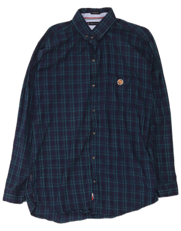 Tommy Hilfiger Chemise sur mesure pour homme XL Bleu marine à carreaux