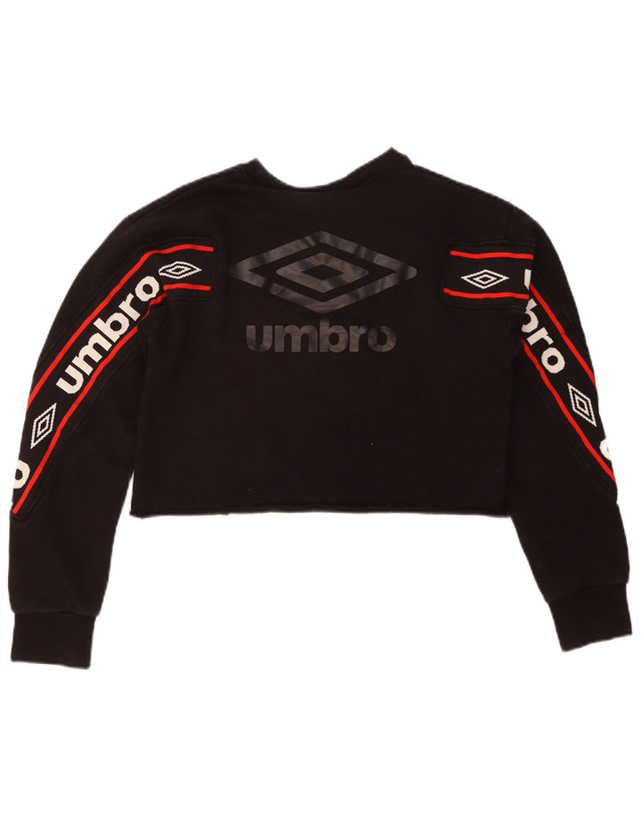 Umbro Womens Crop Graphic Sweatshirt Jumper UK 14 Medium Black