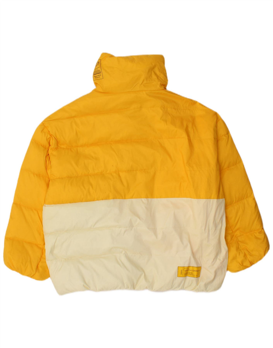 VINTAGE Womens Padded Jacket One Size Yellow Colourblock Polyester