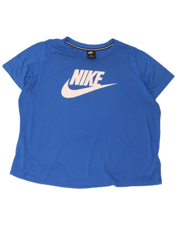 Nike Womens Graphic T-Shirt Top UK 22 3XL Blue Polyester