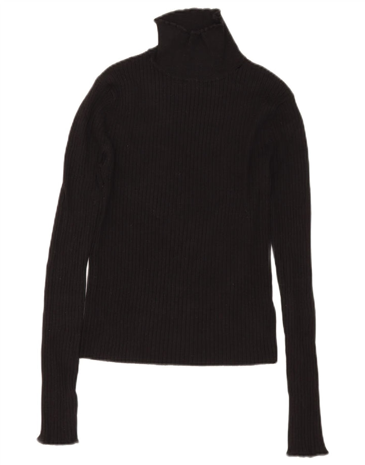 Zara Dame Turtle Neck Jumper Sweater UK 12 Medium Black Viscose
