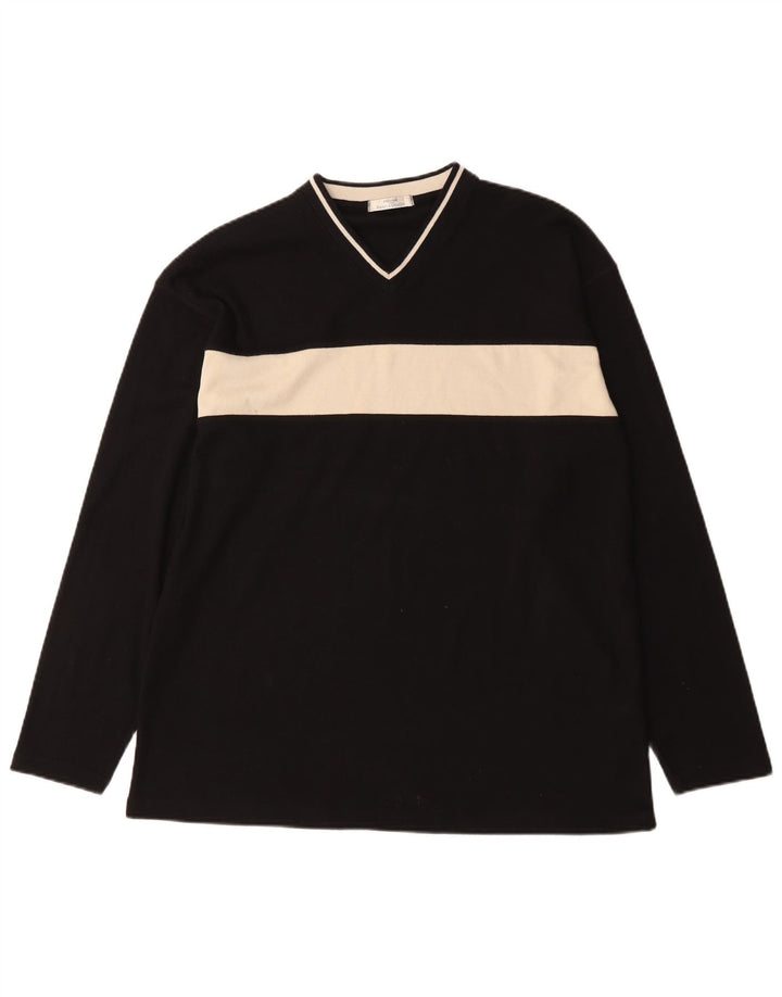 Marks & Spencer Mens St. Michael Top Long Sleeve Large Black Colourblock